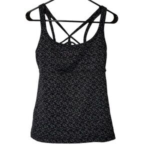 Prana Naturale Tank Top Black Space Dye‎ Lattice Back Small #W11180341